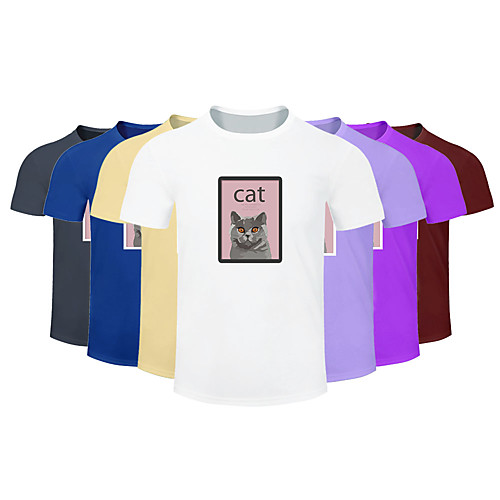 

Men's Women's Cotton Running T-Shirt Workout Shirt Round Neck Running Active Training Jogging Breathable Quick Dry Moisture Wicking Sportswear Cat Plus Size Tee / T-shirt Top Short Sleeve Activewear