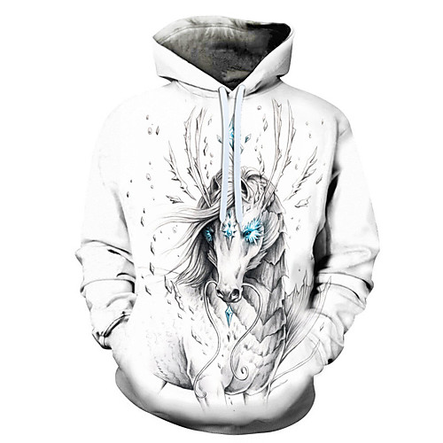 

Men's 3D Print / Casual Hoodie - 3D / Cartoon / Character White US32 / UK32 / EU40