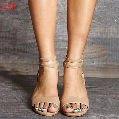 

Women's Sandals Wedge Heel Round Toe PU Summer Khaki / Black