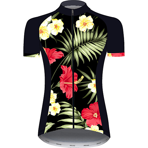 

21Grams Women's Short Sleeve Cycling Jersey Black / Yellow Animal Floral Botanical Bike Jersey Top Mountain Bike MTB Road Bike Cycling UV Resistant Breathable Quick Dry Sports Clothing Apparel