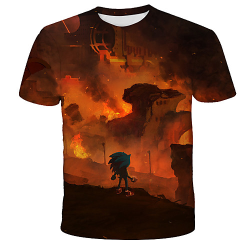 

Men's Daily Holiday Street chic / Exaggerated T-shirt - 3D / Tie Dye / Animal Wolf, Print Rainbow