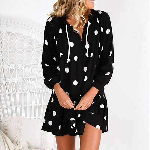 

Women's Black Dress Elegant Sheath Polka Dot S M