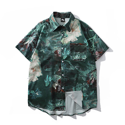 

Men's Daily Basic Shirt - Floral Print Army Green
