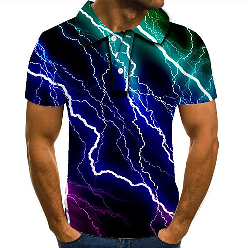 

Men's Daily Going out Street chic / Exaggerated Polo - Color Block / 3D / Graphic Rainbow