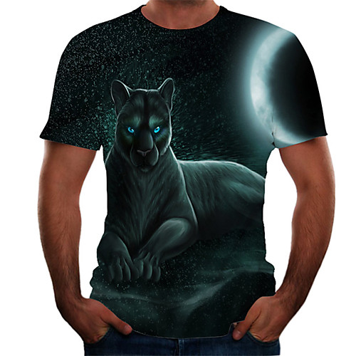 

Men's Daily Basic T-shirt - Color Block / 3D Print Navy Blue