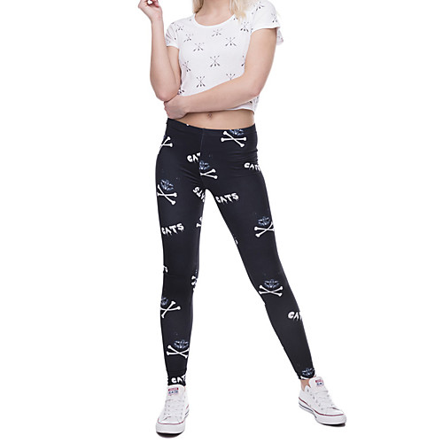 

Women's Sports / Yoga Sporty / Basic Legging - Print, Print Mid Waist Black One-Size