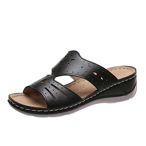 

Women's Sandals 2020 Wedge Heel Open Toe PU Casual / Minimalism Spring & Fall / Spring & Summer Light Brown / Blue / Black