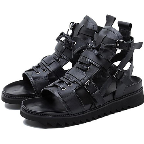

Men's PU Summer Sandals Non-slipping Black