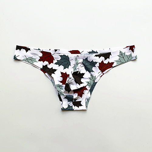 

Men's Print Briefs Underwear Low Waist White M L XL