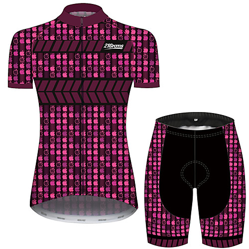 

21Grams Women's Short Sleeve Cycling Jersey with Shorts Black / Red Plaid / Checkered Geometic Funny Bike Clothing Suit Breathable Quick Dry Ultraviolet Resistant Sweat-wicking Sports Plaid