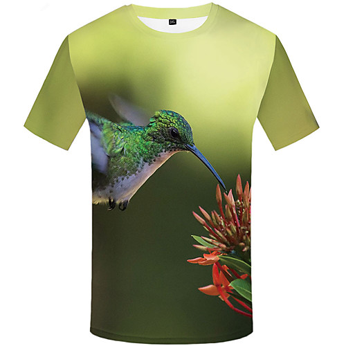 

Men's Daily Sports Basic / Street chic T-shirt - 3D / Graphic / Animal Print Green