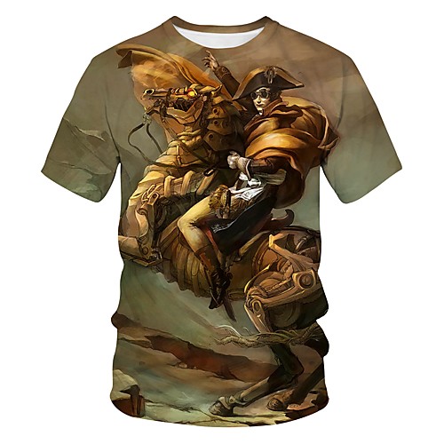 

Men's 3D Animal Horse Print T-shirt Street chic Exaggerated Going out Club Round Neck Yellow / Short Sleeve