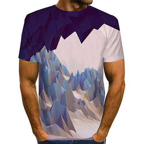 

Men's Daily Basic T-shirt - Color Block / 3D Print Purple