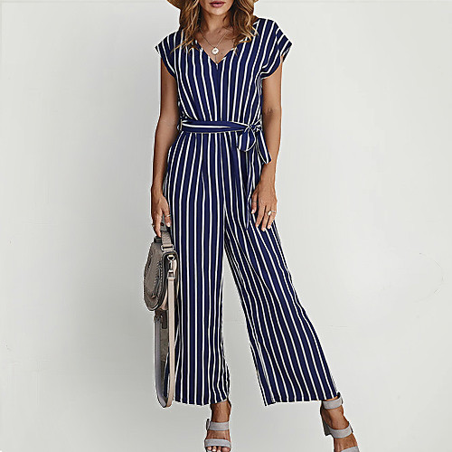 

Women's Yellow Blushing Pink Blue Jumpsuit Onesie, Striped S M L