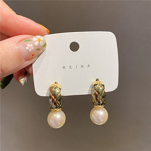 

Women's Stud Earrings Hoop Earrings Earrings Classic Fashion Stylish Simple Punk Cool Imitation Pearl Gold Plated Earrings Jewelry Gold For Party Evening Gift Vacation Street Festival 1 Pair