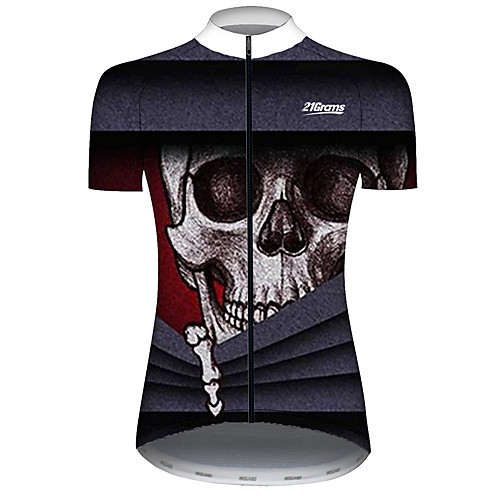 

21Grams Women's Short Sleeve Cycling Jersey Black / Red Novelty Skull Bike Jersey Top Mountain Bike MTB Road Bike Cycling UV Resistant Breathable Quick Dry Sports Clothing Apparel / Stretchy