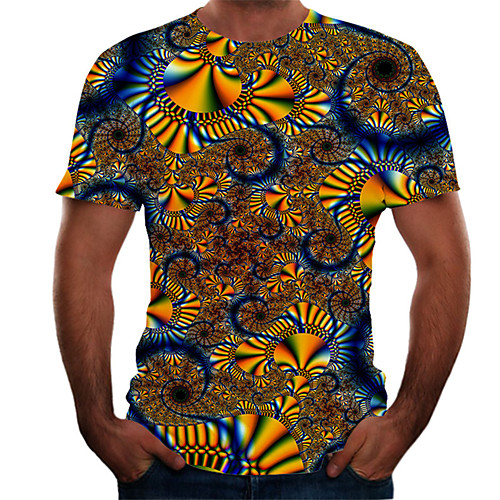 

Men's Daily Basic T-shirt - Color Block / 3D Print Brown