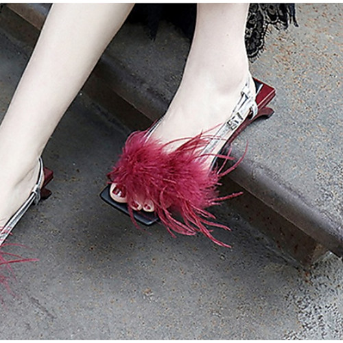 

Women's Sandals Flat Heel Open Toe Faux Leather Summer Red
