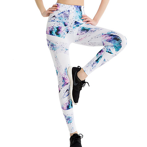 

Women's Sports / Yoga Sporty / Basic Legging - Galaxy / Color Block, Print Mid Waist White One-Size