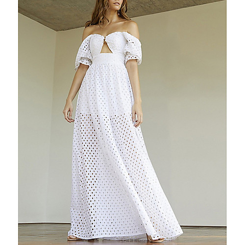 

Women's White Dress Swing Solid Color S M