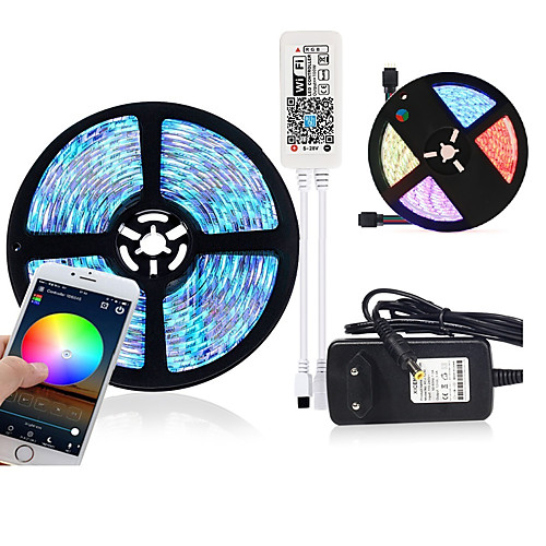 

2x5M Flexible LED Light Strips / Light Sets / RGB Strip Lights 2300 LEDs SMD5050 9mm 1 x 12V 3A Adapter / WiFi Controller 1 set Multi Color Christmas / New Year's APP Control / Cuttable / Decorative