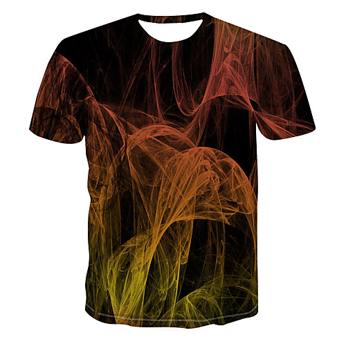 

Men's Color Block 3D Print T-shirt Street chic Punk & Gothic Club Weekend Round Neck Rainbow / Short Sleeve