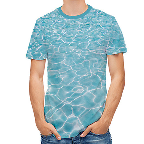 

Men's Plus Size 3D Print T-shirt Basic Daily Round Neck Light Green / Short Sleeve