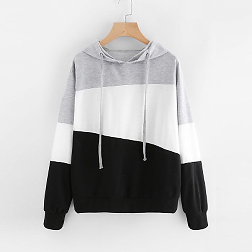 

Women's Casual Hoodie - Color Block Wine S