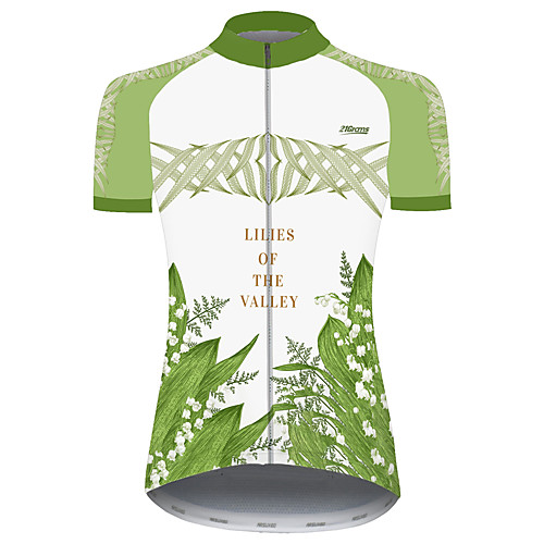 

21Grams Women's Short Sleeve Cycling Jersey Green Floral Botanical Bike Jersey Top Mountain Bike MTB Road Bike Cycling UV Resistant Breathable Quick Dry Sports Clothing Apparel / Stretchy