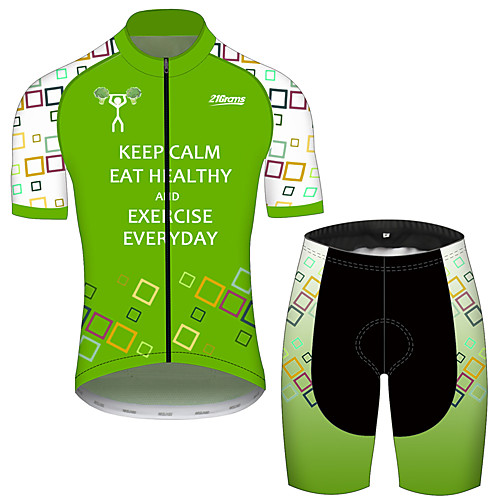 

21Grams Men's Short Sleeve Cycling Jersey with Shorts Black / Green Plaid / Checkered Novelty Bike Clothing Suit UV Resistant Breathable Quick Dry Sweat-wicking Sports Plaid / Checkered Mountain Bike