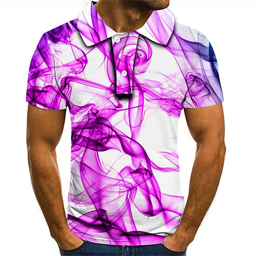 

Men's Plus Size Color Block 3D Polo Street chic Exaggerated Daily Going out Shirt Collar Rainbow / Short Sleeve