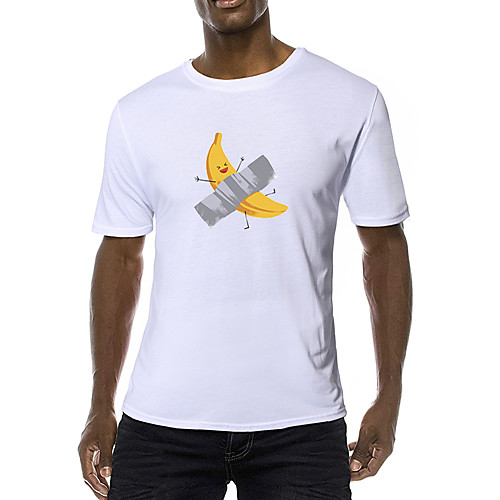 

Men's Daily Sports Business / Basic T-shirt - Solid Colored / Fruit Black & White, Print Yellow