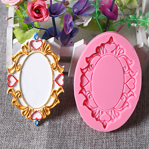 

3D Mirror Retro Photo Frame Fondant Silicone Mold Baking Tool 1pcs