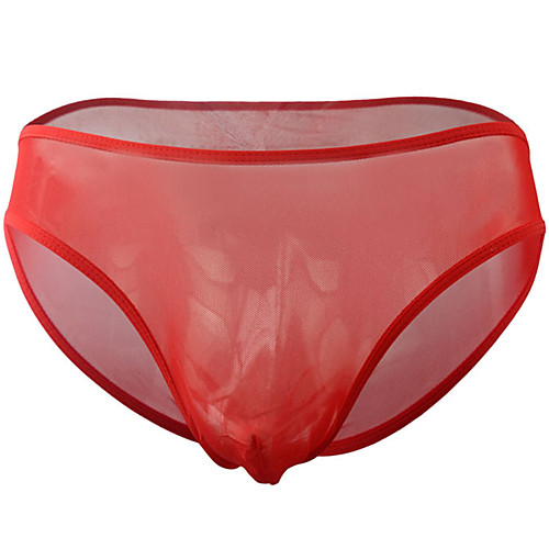

Men's Mesh Briefs Underwear - Normal Low Waist Purple Red Blue One-Size