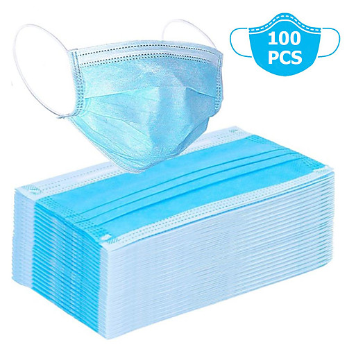 

100PCS 3-layer Disposable Masks Anti-dust Safe Breathable Mouth Face Mask Disposable Ear loop Face Masks Personal Protection