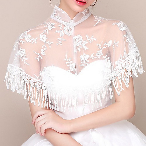 

Sleeveless Scarves Lace Wedding Shawl & Wrap With Tassel