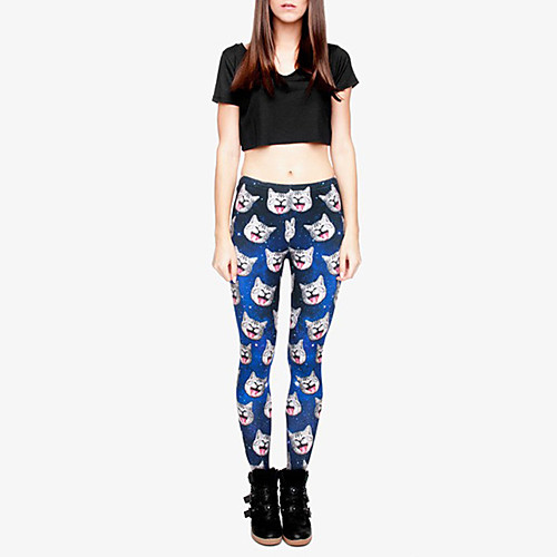 

Women's Sports / Yoga Sporty / Basic Legging - Galaxy / Print, Print Mid Waist Royal Blue One-Size
