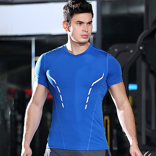 

Men's Daily Sports Basic / Street chic T-shirt - Geometric / Solid Colored Black & White, Print Green