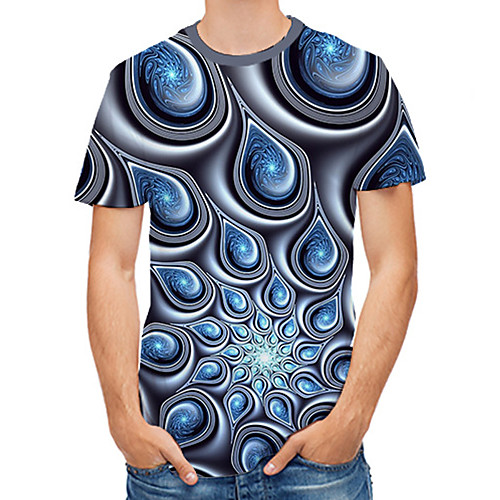 

Men's Plus Size 3D Print T-shirt Basic Daily Round Neck Blue / Short Sleeve