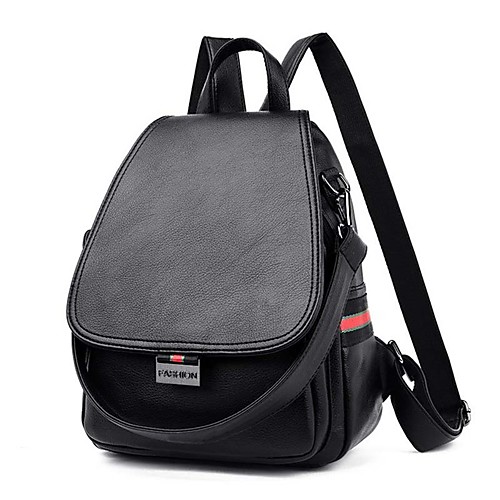 

Adjustable PU Zipper Commuter Backpack Solid Color Daily Red / Blue / Black