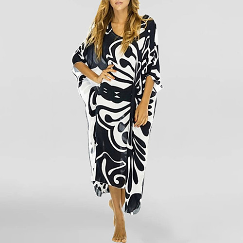 

Women's Black Cover-Up Swimwear Swimsuit - Floral One-Size Black