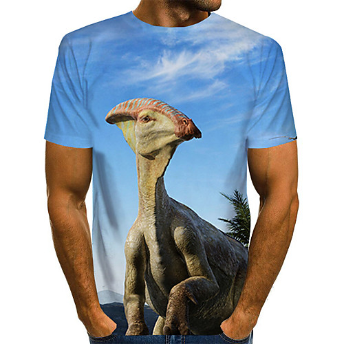

Men's Daily Holiday Street chic / Exaggerated T-shirt - Color Block / 3D / Abstract Print Blue