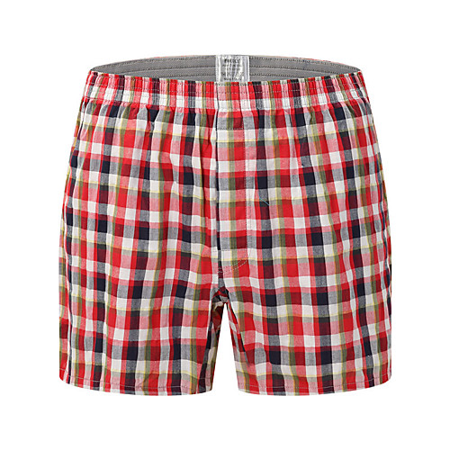 

Men's Print / Basic Boxers Underwear - Plus Size Mid Waist Red M L XL