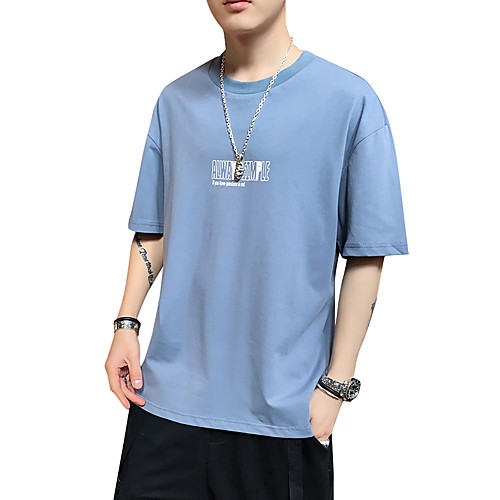 

Men's Color Block Graphic T-shirt - Cotton Daily Round Neck White / Black / Blue / Purple / Royal Blue / Short Sleeve