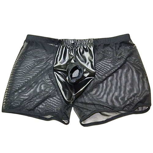 

Men's Mesh Boxers Underwear - Normal Low Waist Black One-Size