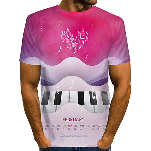 

Men's Daily Holiday Street chic / Exaggerated T-shirt - Color Block / 3D / Abstract Print Red