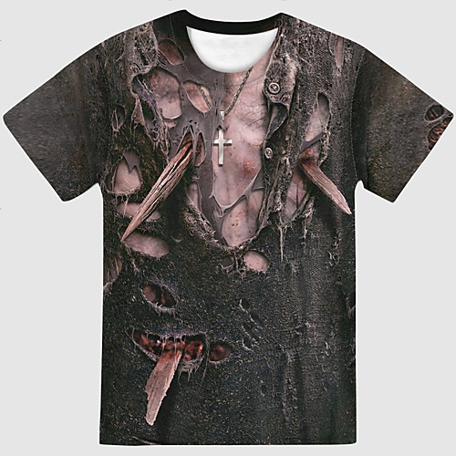 

Men's Daily Going out Street chic / Exaggerated T-shirt - Color Block / 3D / Abstract Black