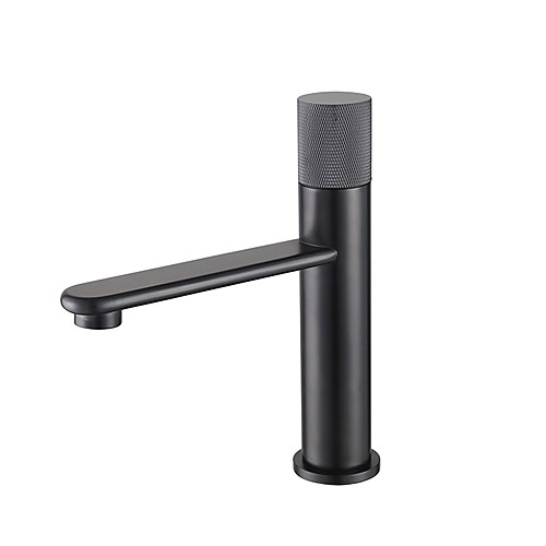 

Bathroom Sink Faucet - Black / Brushed Gold Finish Single Lever One Hole Bath Basin Mixer Tap Luxury Washroom Faucet