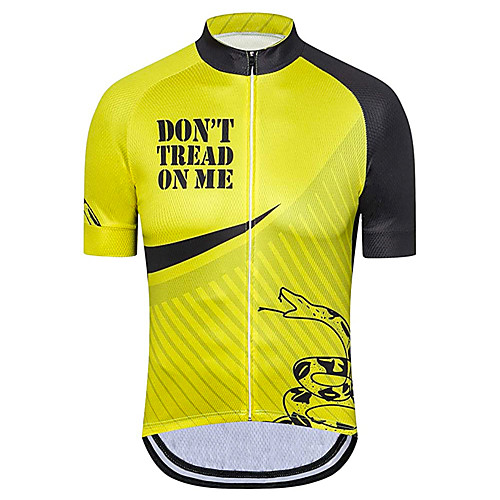 

21Grams Men's Short Sleeve Cycling Jersey 100% Polyester Black / Yellow American / USA Snake National Flag Bike Jersey Top Mountain Bike MTB Road Bike Cycling UV Resistant Breathable Quick Dry Sports