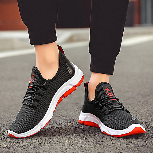 

Men's Mesh Spring & Summer Casual Trainers / Athletic Shoes Black / White / Black / Red